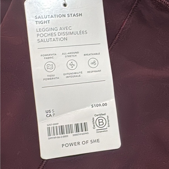 Athleta SALUTATION STASH HIGH RISE LEGGING // Spiced Cabernet #599749 - Picture 13 of 16